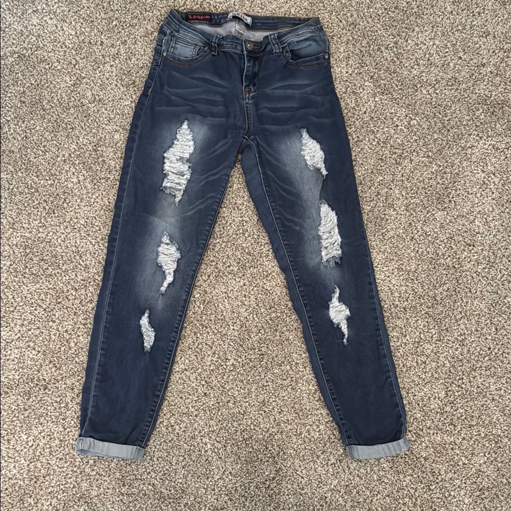 Kiss Navy Distressed Boyfriend Jeans